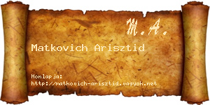 Matkovich Arisztid névjegykártya